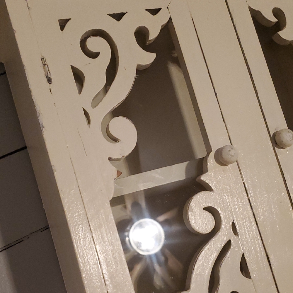 Cream Wall Cabinet with Glass Doors - Picture 2 of 7